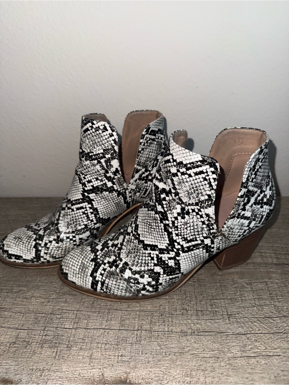 Snakeskin booties